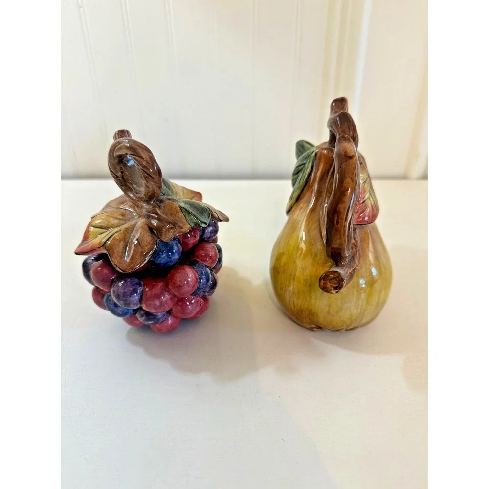 Fitz And Floyd Tuscan Villa Creamer Sugar Set Pear Grapes Ceramic With Box‎